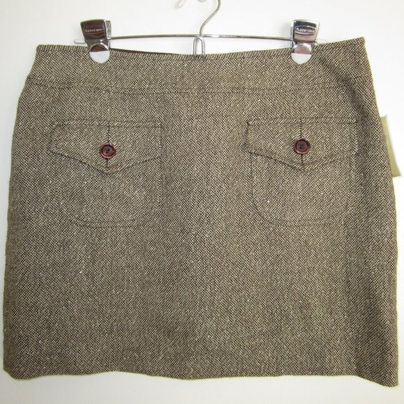 Michael Kors Mini Tweed Chocolate Combo Skirt - Picture 1 of 9